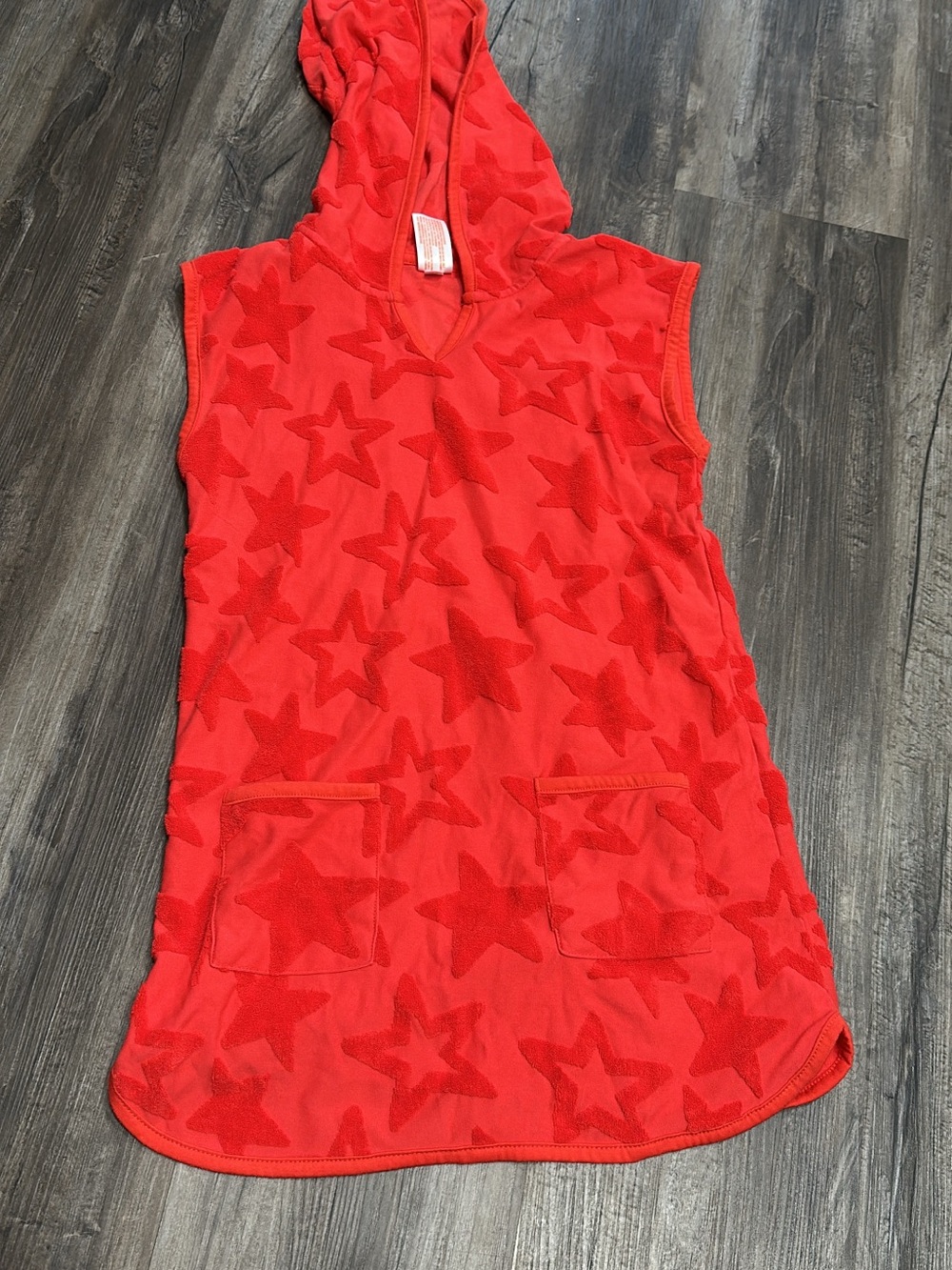Cat & Jack Red Star Hooded Kids Swim Coverup